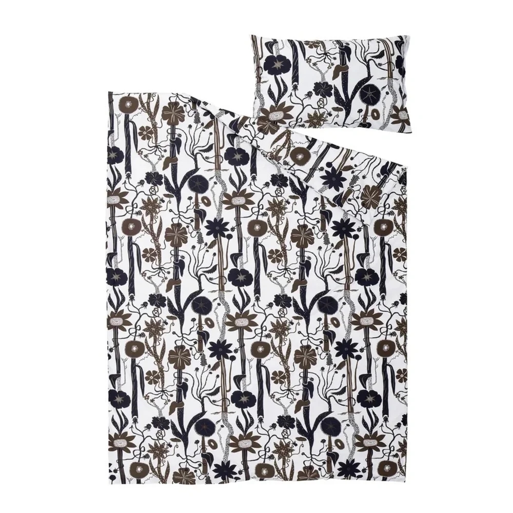 Floral Black and Brown Duvet Set